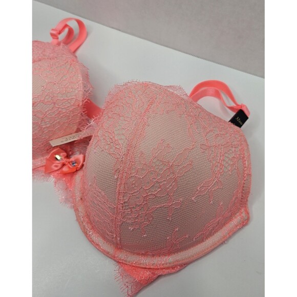 Victoria’s Secret Lined Perfect Coverage Push-Up Bra Pigeonnant 32DD NWT Coral - Picture 2 of 9